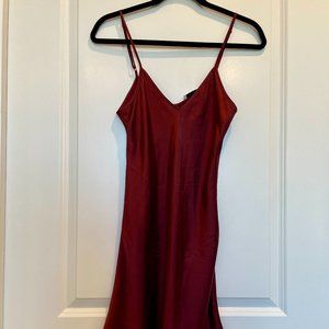 Silk Laundry Mini Slip Dress (S) Maroon